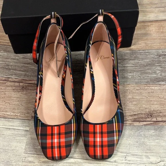 J.Crew Stewart Plaid Heels $148 New! 7.5 - Picture 6 of 10